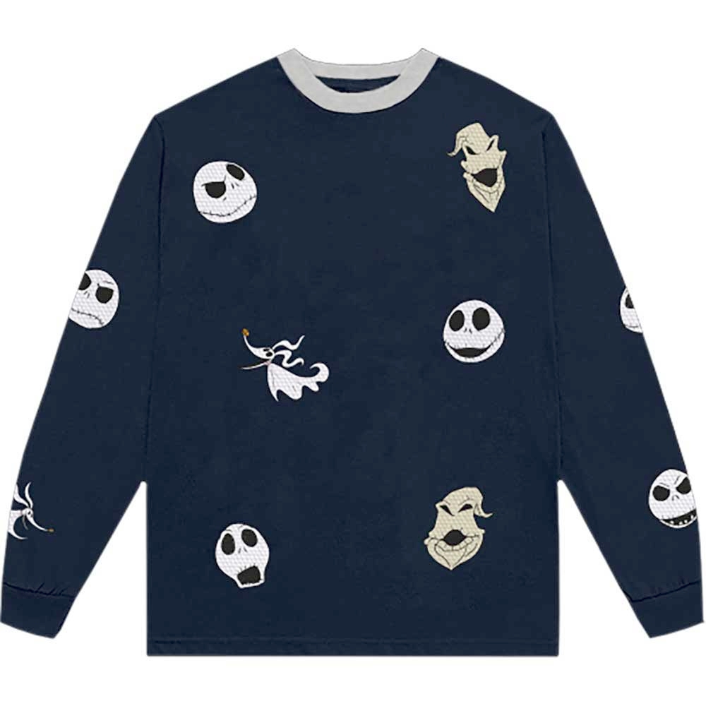 Disney The Nightmare Before Christmas - Character Heads Top à manches longues - Bleu